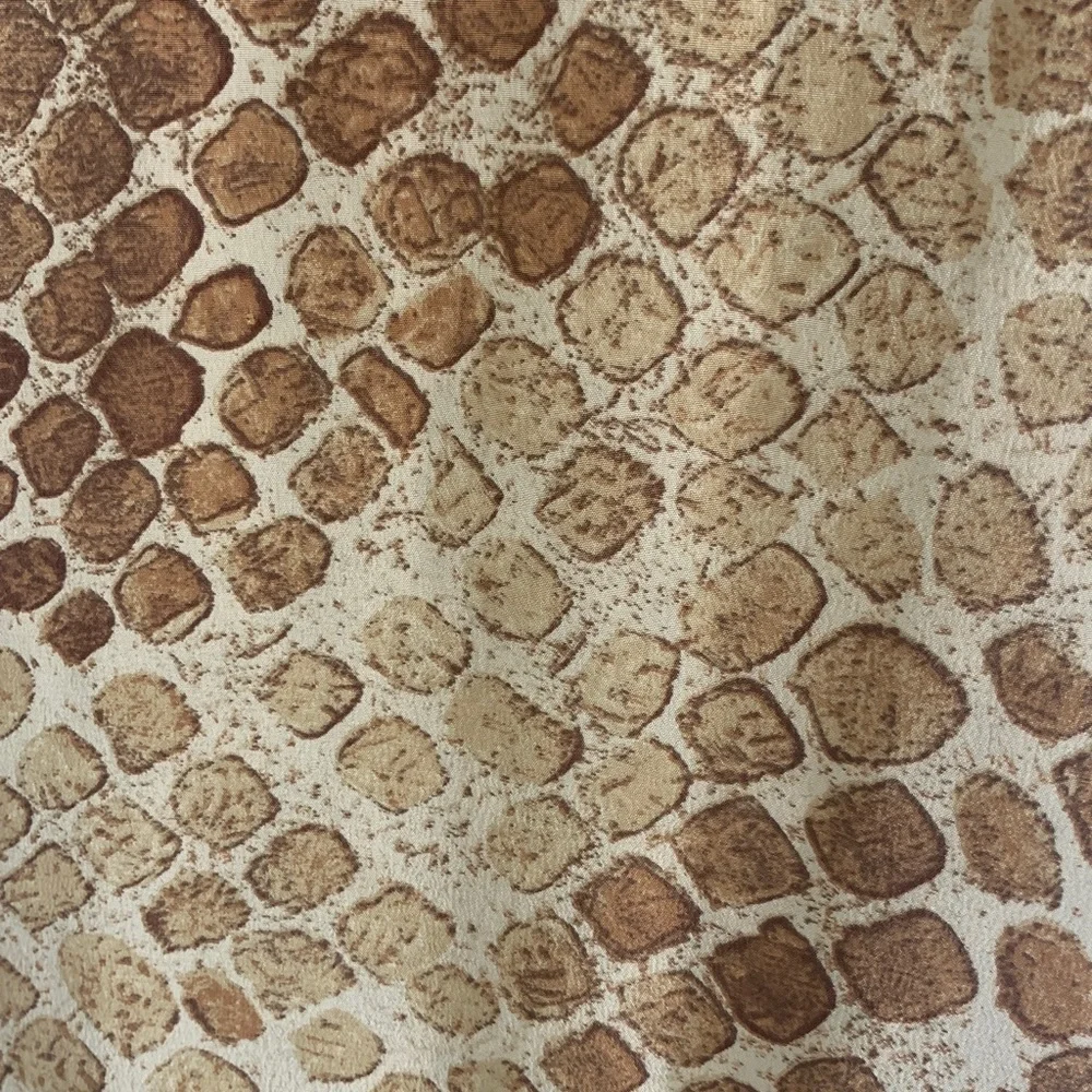 Francesca Made in Italy silk scarf tan animal print with fringe